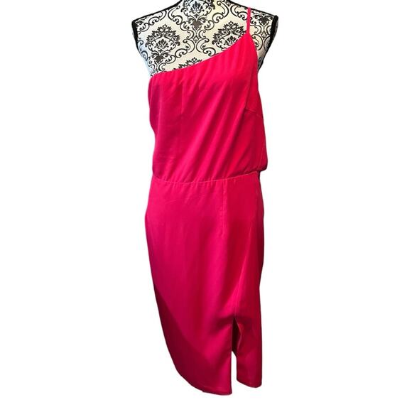 Lovers and Friends NWT Lazo Midi One Shoulder Dress size XL Hot Pink - Picture 3 of 10